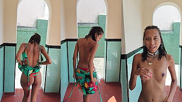 showing off like a cheap whore for the camera, stripping and pleas to be used