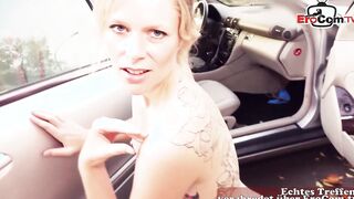 Real Public Car pick up date with german blonde street slut