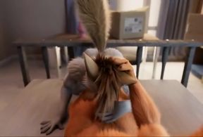 Blue wolf raw solo anal dildo yiff