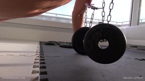 Weight lifting with nipples and pussy