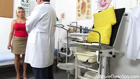 Captured footage of a woman's intimate physical exam.