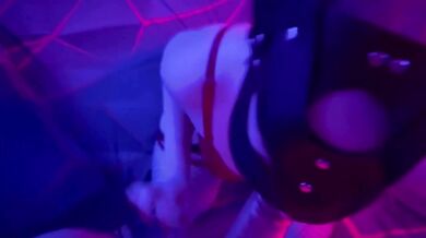 Fucked an obedient baby in all holes in neon light