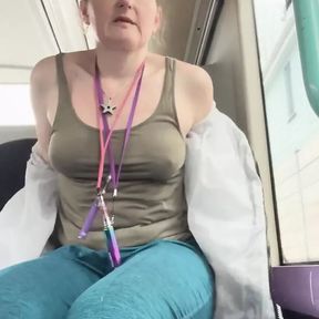 Bare Boobies as a Bus Wanker! I Play with My Gorgeous Perfect Hand Sized Tits Until I Almost Got Caught!