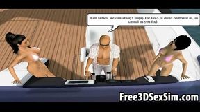 Sexy 3D Cartoon Hotties Enjoy A Steamy Boat Ride Together