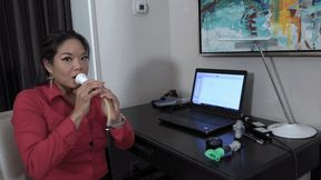 Alexis Stretches Her Face and Tests Her Blowing Pressure (MP4 - 1080p)