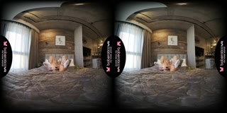 Solo blonde babe Mika is masturbating all day in VR