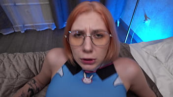 The red-haired anime girl is deep in her fantasies