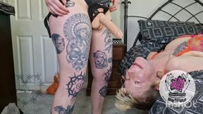 Mx River Uses My Throat - Over the Bed Strap-on Facefuck