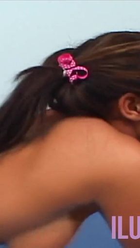 Tanned brunette big ass honey fucked in her slippery pussy