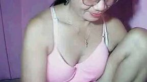Pallid natural Asian nerdy woman demonstrated her small tits on webcam