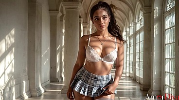 I caught my Latina stepdaughter masturbating and punished her hard with my hard cock in both holes [AI]