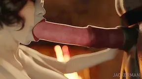 Busty Vampire Lady Dominates Minotaur in Steamy Dinner Encounter