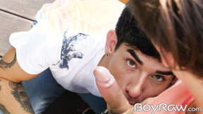 Kinky teenager Roman Capellini gets intense rimming outdoor