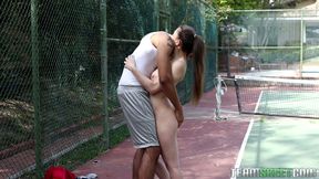 Big booty brunette strips for a fit stud