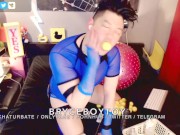BryceBoytoy slaps his slutty face on camshow, then pushes Nerf balls in/out his asian femboy pussy