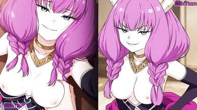 Frieren’s big tits ruined by rough blowjobs in HD hentai