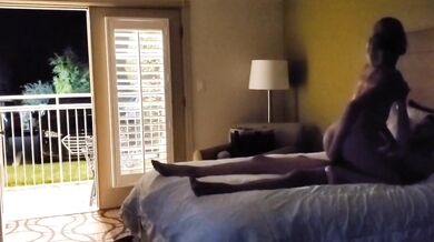 Blonde wife fucked raw in hotel while door stays open