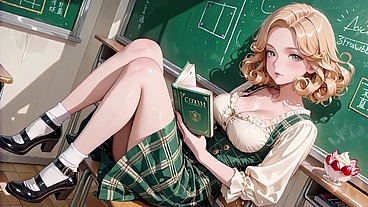 AI Generated – Instant Hard-On! Blonde Uniform girl Oiled Nude Wet Deepthroat to Orgasm