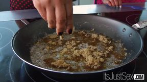 Emy Reyes and Vicki Chase's Kitchen Pussy Licking Party (Lesbians In The Kitchen)