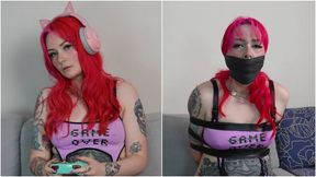 Mimi: Gamer Girl in Strict Belt Bondage and Heavy Gagging by the Home Invader! (4K)