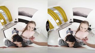 2 girls 1 long fat penis inside VR porn