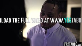 Petite ebony MILF gives big pole BBBJ then dominates him from behind