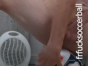 Sitting on a burst soccer ball, I inflate the same brand new soccer ball