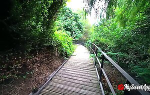 Mysweetapple, outdoors sex and cum swallow in public trail