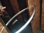 Juicy cock ejaculates in the PUBLIC ELEVATOR of the community of NEIGHBORS