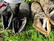 4 times piss and cumshot on my used boots and sneakers