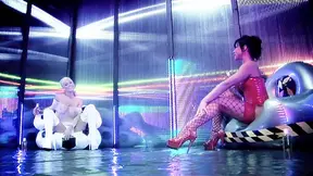 Alluring lesbian sluts enjoy hardcore dildo drilling
