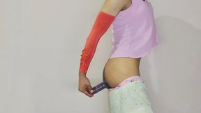 Sexy Indian Crossdresser Anal Masturbating With A Dildo