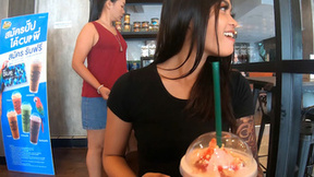 Starbucks coffee date with satisfying pawg Asian teen GF