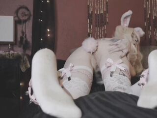 Felix Rae // tattooed bunny beauty gets double penetration banged and anal creampie with massive wang for Easter