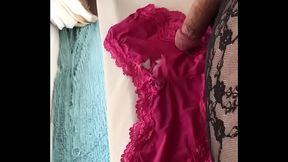 Two finger limp cock wank and cum into panties