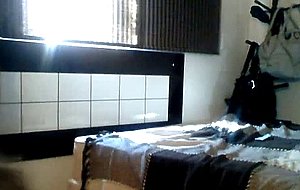 Tgirl eats two cocks on cam