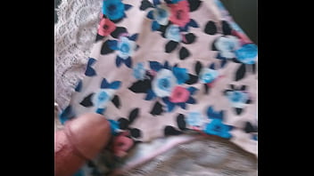 Jerking off with my stepsister&#039_s panties I really enjoyed cumming on top of her panties