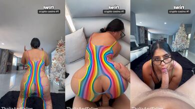 Asian beauty rides tight Latin ass while boyfriend watches cum drip out