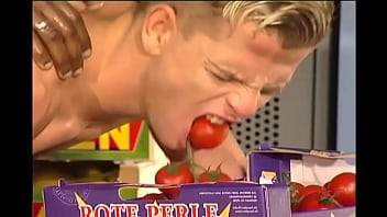 Juicy fruits and Interracial duo fuck in the warehouse