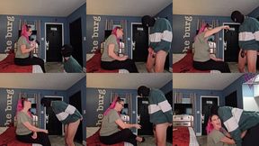 Vicky's slave: Testing out the new electric shock chastity cage- 1080p