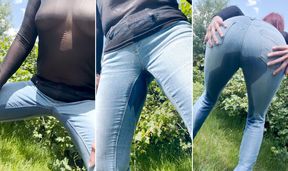 Pissing in the jeans while walking