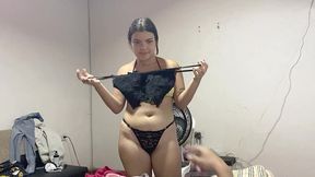 pov i show my new lingerie to my step cousin, we fuck and he cums inside. spanish porn