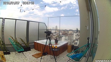 BEHIND THE SCENES CAM - INTENSE SEX IN THE ROOFTOP JACUZZI IN ARGENTINA - CHERRY KISS