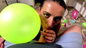 strict leather balloon punishment. balloon popping, deepthroat, doggy and cum play prew