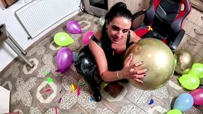 strict leather balloon punishment. balloon popping, deepthroat, doggy and cum play prew