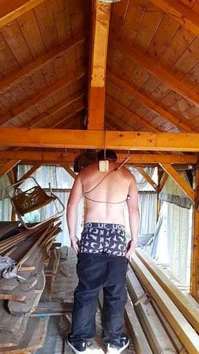 Man tied up gets hard by
