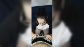 Debora Prado on her knees, licking and sucking a thick cock&#x1F32D; with hungry lips