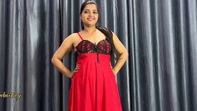 After Coming Home From The office My Wife se Her Breasts With a Red Nighty