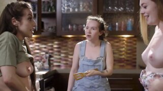 Spencer Bradley and Samantha Reigns licking in the kitchen