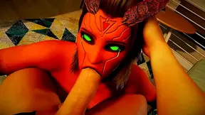 Luscious Emerald-Eyed Succubus Tempts You With Hot 3D Oral Pleasure